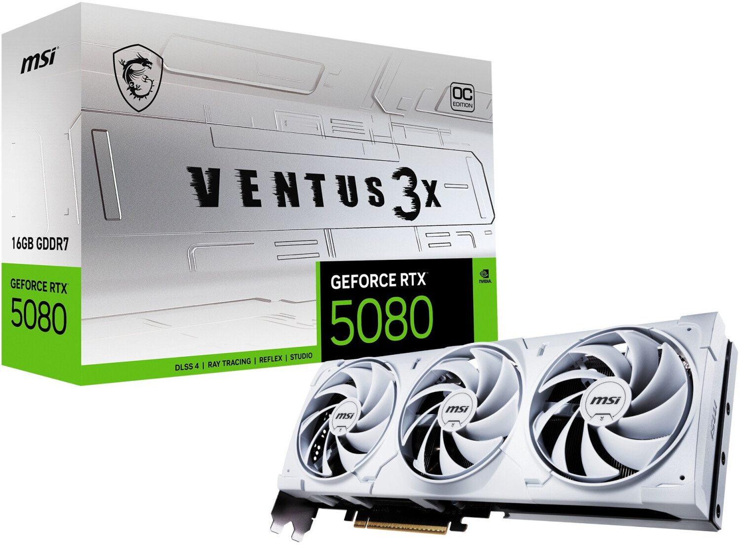SCHEDA VIDEO MSI NVIDIA GEFORCE RTX 5080 16GB VENTUS 3X OC WHITE GDDR7