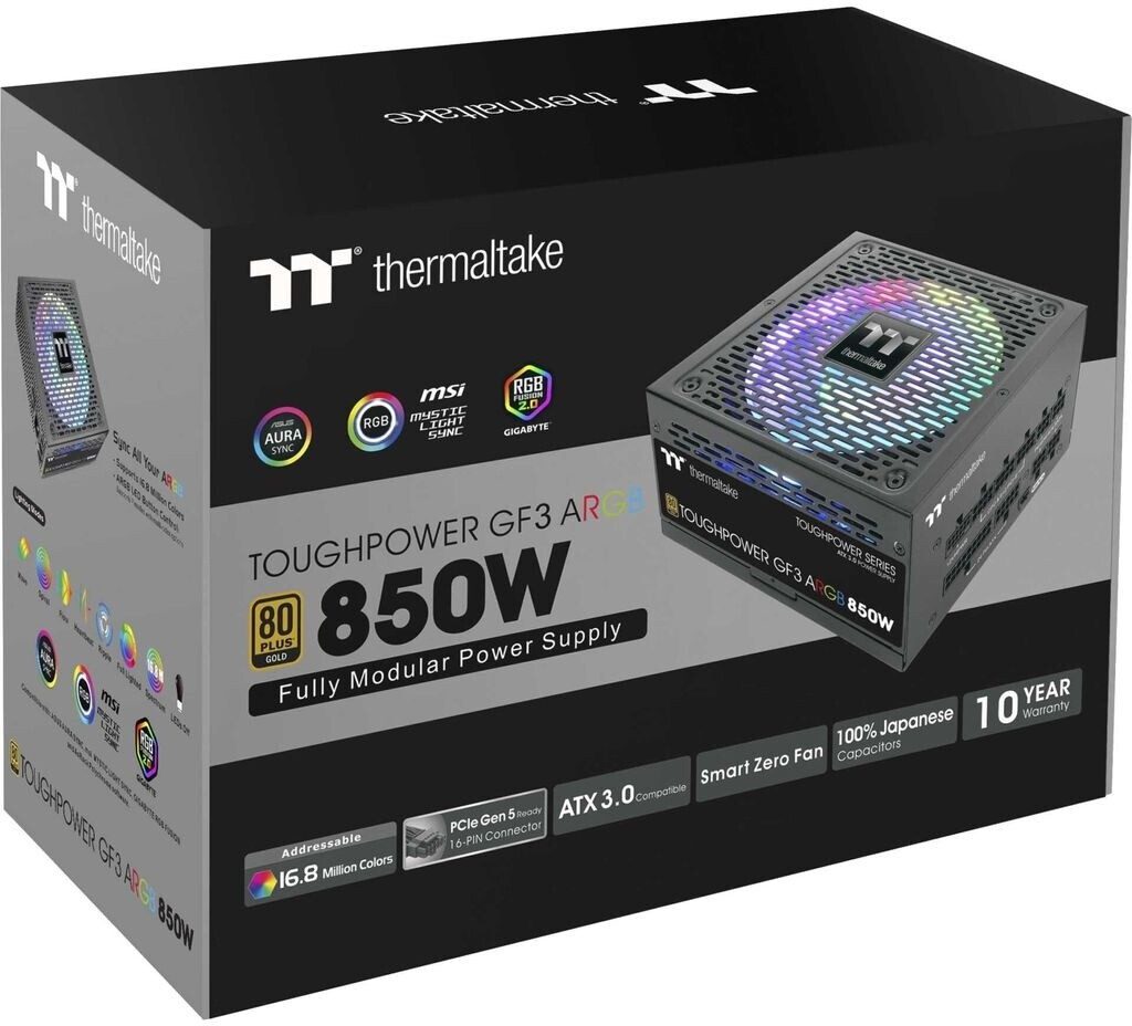 ALIMENTATORE POWER SUPPLY Thermaltake Toughpower TT Premium Edition GF3 ARGB 850W 24-pin ATX Black 80+ GOLD (PS-TPD-0850F4FAGE-1)