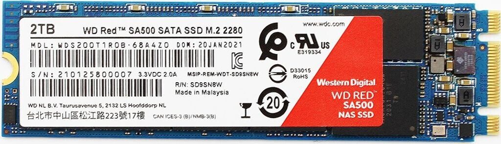 SSD WESTERN DIGITAL RED SA500 2TB SATA M.2 2280 POWERED BY SANDISK - WDS200T1R0B-68A4Z0