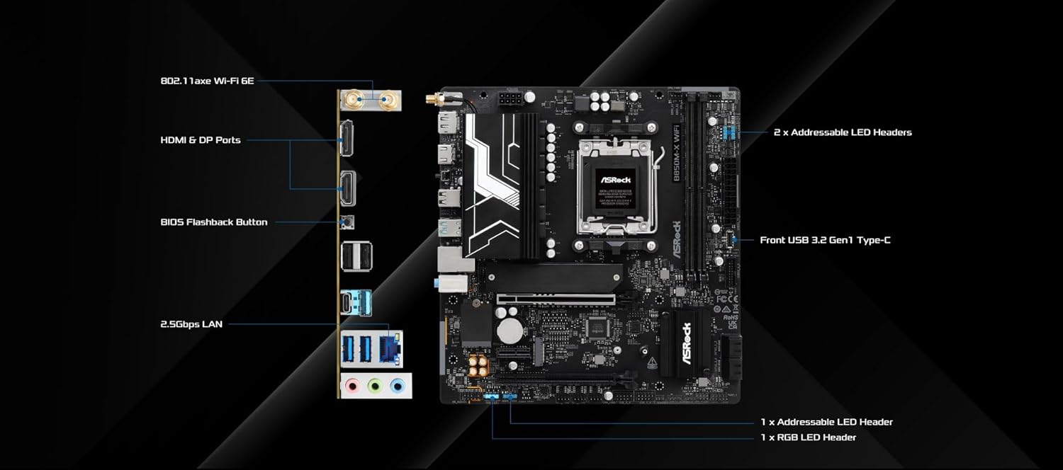 SCHEDA MADRE Asrock B850M-X WiFi R2.0 Socket AM5 micro ATX - immagine 3
