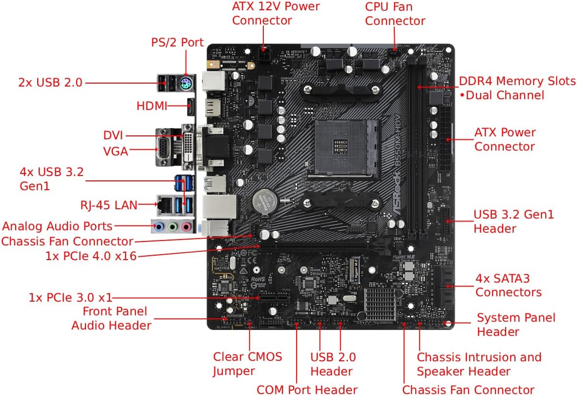 SCHEDA MADRE Asrock B550M-HDV Socket AM4 micro ATX (B550M-HDV) - immagine 2