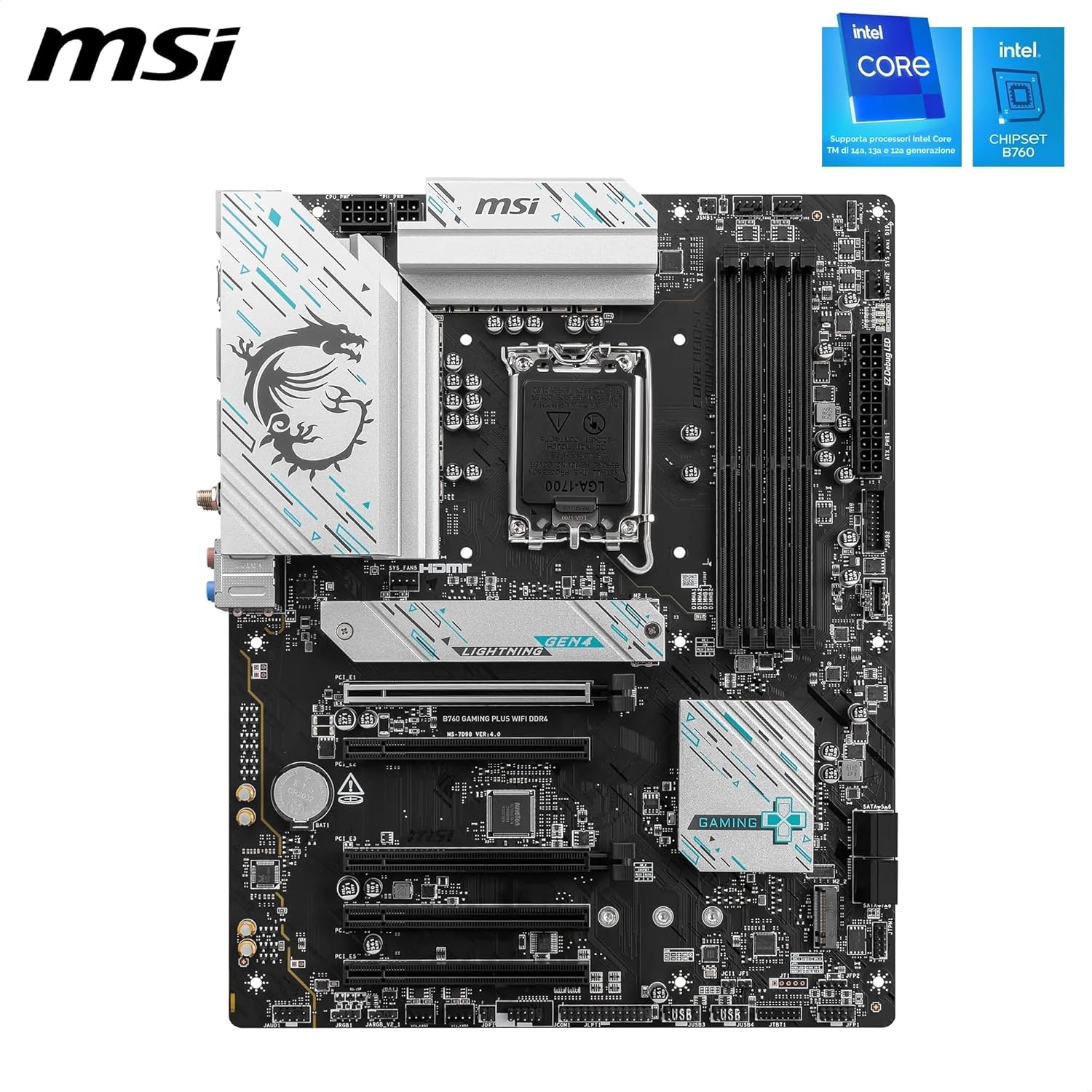 SCHEDA MADRE MSI B760 GAMING PLUS WIFI DDR4 SOCKET 1700 ATX - immagine 3