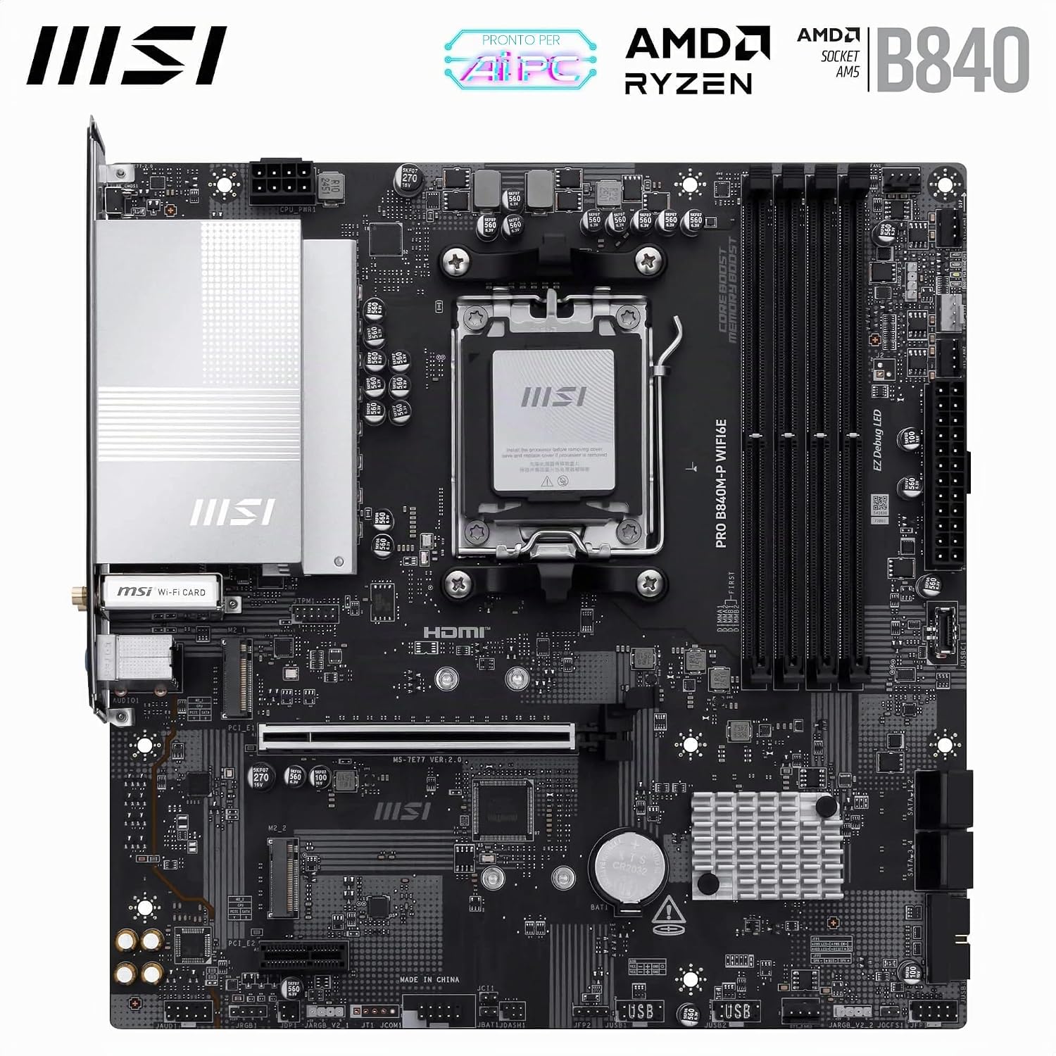 SCHEDA MADRE MSI PRO B840M-P WIFI6E SOCKET AM5 - immagine 6