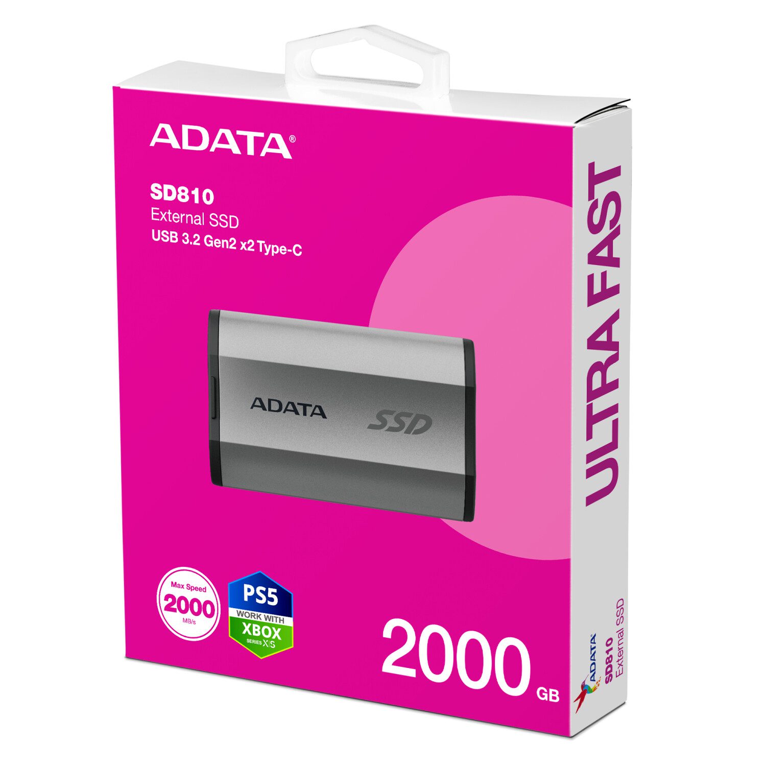 SSD ESTERNO ADATA SD810 2TB Silver SD810-2000G-CSG - immagine 2