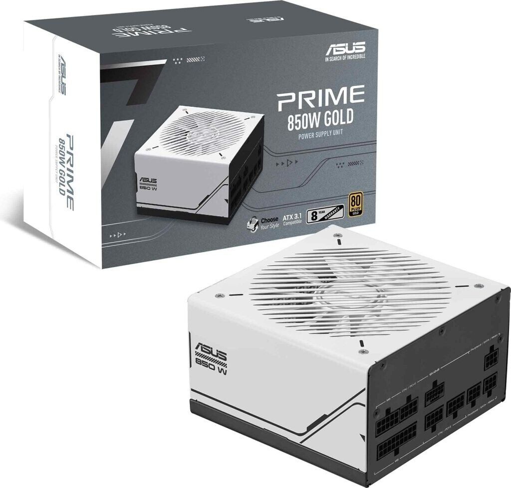 ALIMENTATORE POWER SUPPLY ASUS PRIME 850W 20+4 pin ATX WHITE 80+ GOLD 90YE00U0-B0NA00