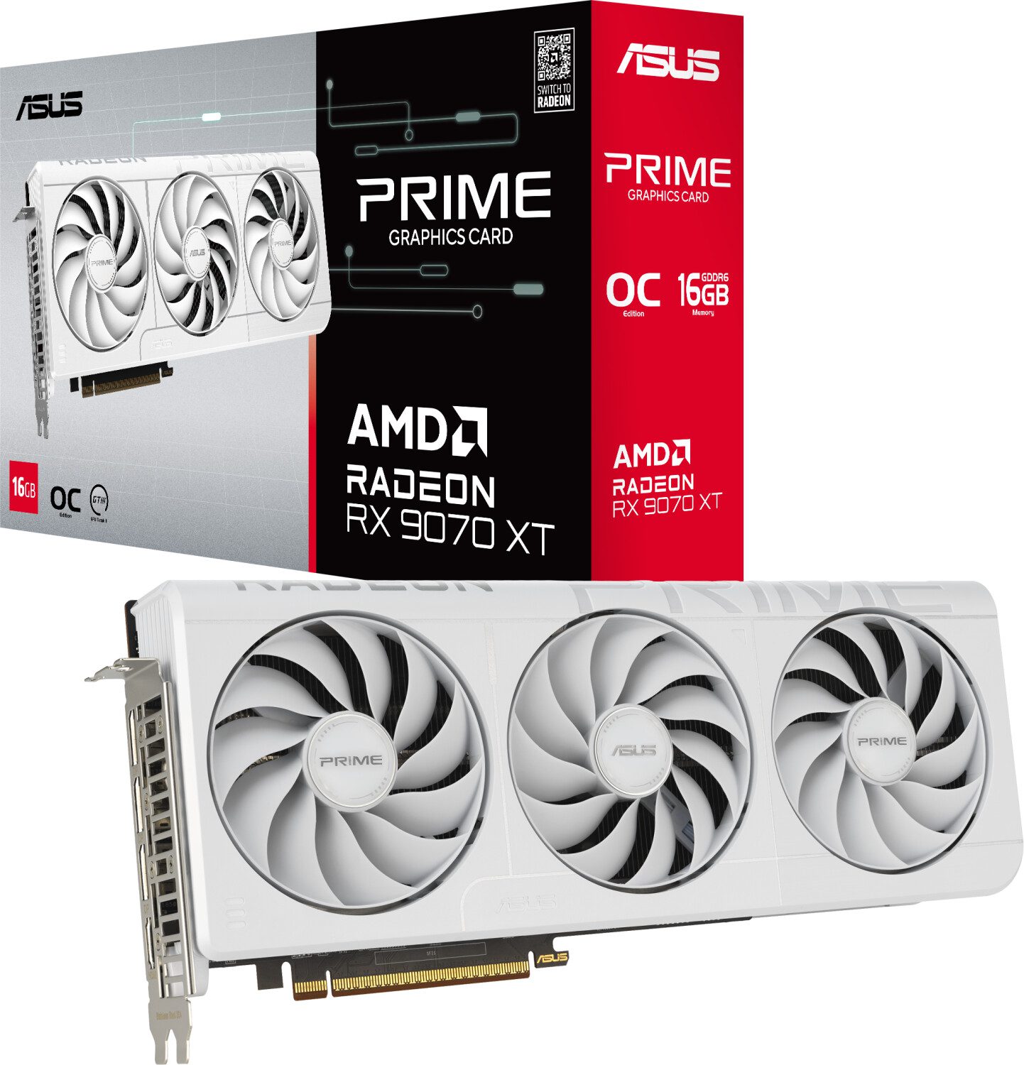 SCHEDA VIDEO ASUS AMD Radeon RX 9070 XT PRIME OC WHITE 16 GB GDDR6