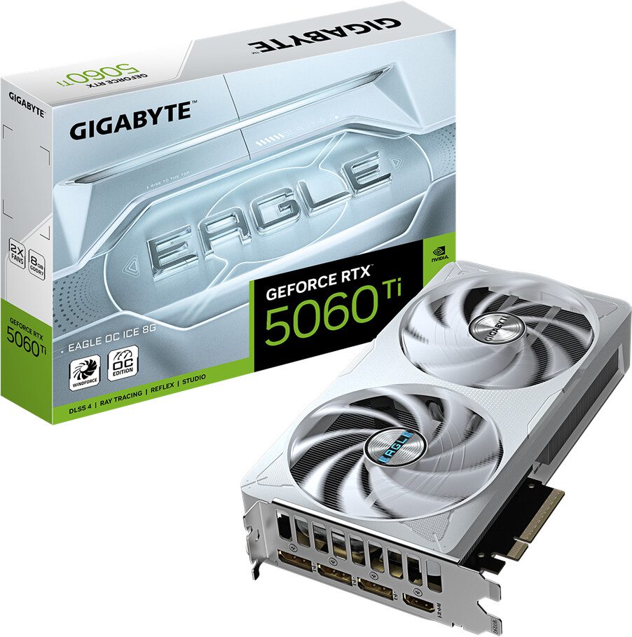 SCHEDA VIDEO GIGABYTE NVIDIA GeForce RTX 5060 Ti EAGLE OC ICE 8GB GDDR7 - GV-N506TEAGLEOC ICE-8GD