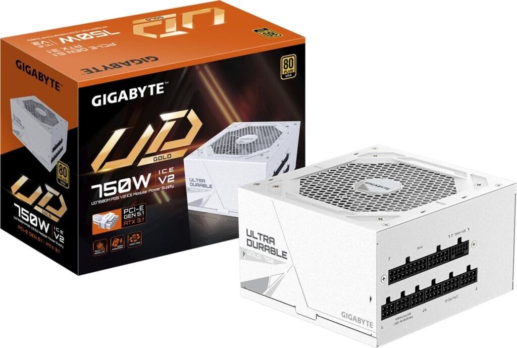 ALIMENTATORE POWER SUPPLY GIGABYTE UD750GM PG5 V2 ICE 750W PCIe Gen 5.1 80+ Gold Fully Modular ATX 3.1 (GP-UD750GM PG5 ICE)