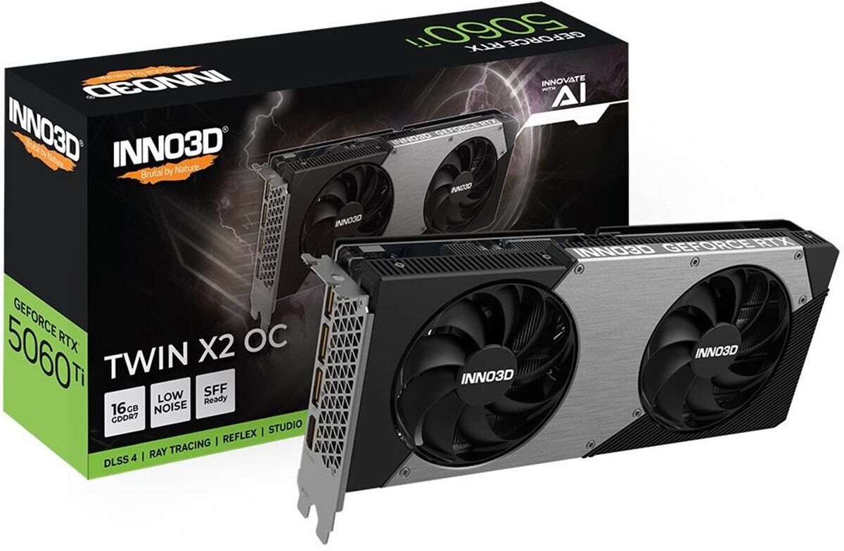 SCHEDA VIDEO INNO3D NVIDIA GeForce RTX 5060 Ti TWIN X2 OC 16GB GDDR7 - N506T2-16D7X-191073N