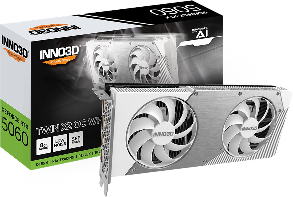 SCHEDA VIDEO INNO3D NVIDIA GeForce RTX 5060 Twin X2 OC WHITE 8 GB GDDR7