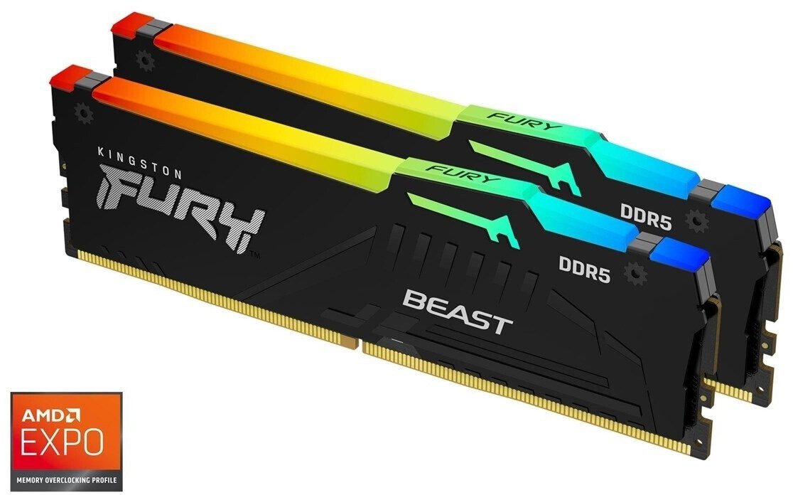 MEMORIE RAM DDR5 Kingston Technology FURY Beast RGB KIT 32GB 2x16GB 5600MHz CL36 XMP/EXPO KF556C36BBEAK2-32