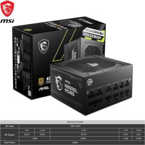 ALIMENTATORE POWER SUPPLY MSI MAG A850GL 850W PCIE5 II 80+ Gold (306-7ZP8D11-CE0)
