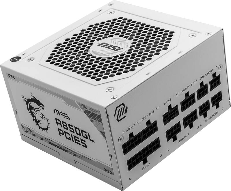 ALIMENTATORE POWER SUPPLY MSI MAG A850GL PCIE5 WHITE 850W 20+4 pin ATX 80+ GOLD (306-7ZP8A24-CE0) - immagine 5