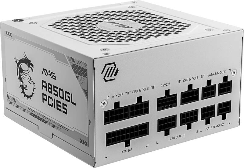 ALIMENTATORE POWER SUPPLY MSI MAG A850GL PCIE5 WHITE 850W 20+4 pin ATX 80+ GOLD (306-7ZP8A24-CE0) - immagine 4