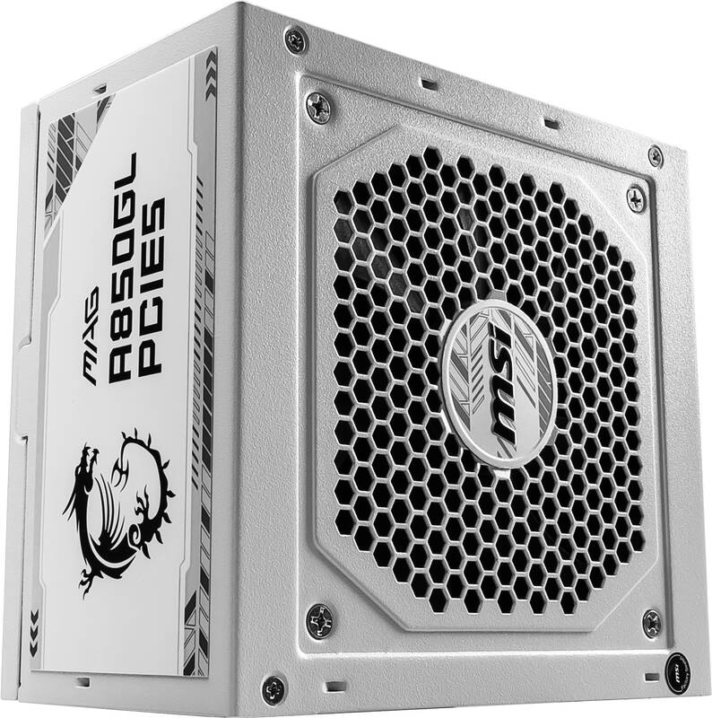 ALIMENTATORE POWER SUPPLY MSI MAG A850GL PCIE5 WHITE 850W 20+4 pin ATX 80+ GOLD (306-7ZP8A24-CE0) - immagine 2