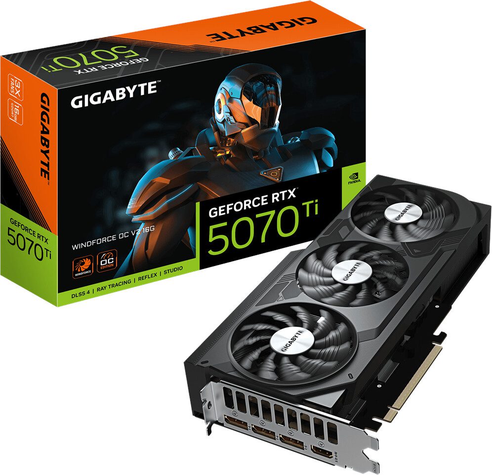 SCHEDA VIDEO GIGABYTE GeForce RTX 5070 Ti WINDFORCE OC V2 16GB GDDR6, 256bit, PCI-E 5.0, 2497 MHz Core Clock, 3 x DisplayPort, 1 x HDMI, GV-N507TWF3OCV2-16GD