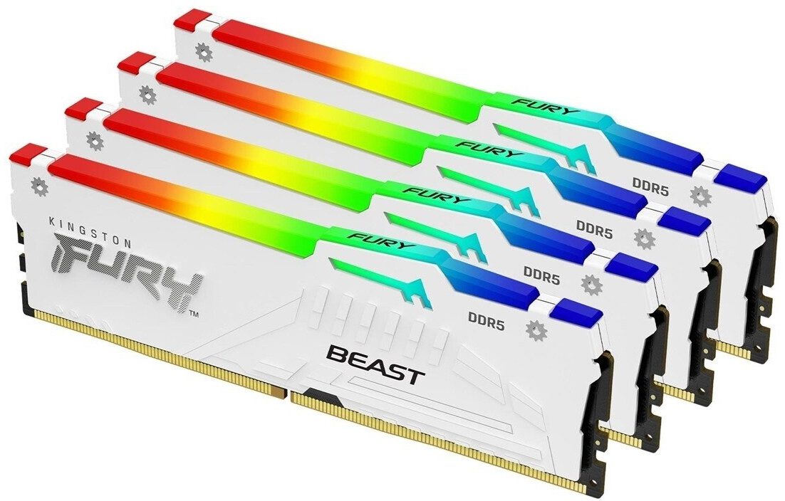 MEMORIE RAM DDR5 Kingston Technology FURY Beast RGB WHITE KIT 128GB 4X32GB 5600MHz CL40 XMP (KF556C40BWAK4-128)