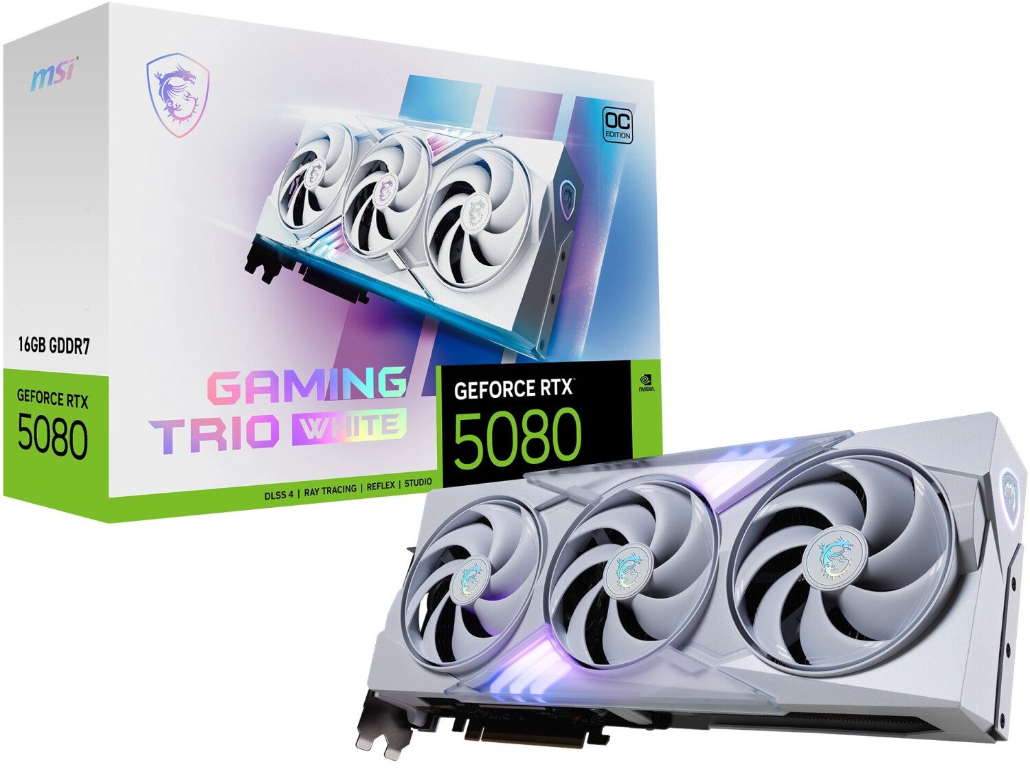 SCHEDA VIDEO MSI NVIDIA GEFORCE RTX 5080 GAMING TRIO OC WHITE 16 GB GDDR7