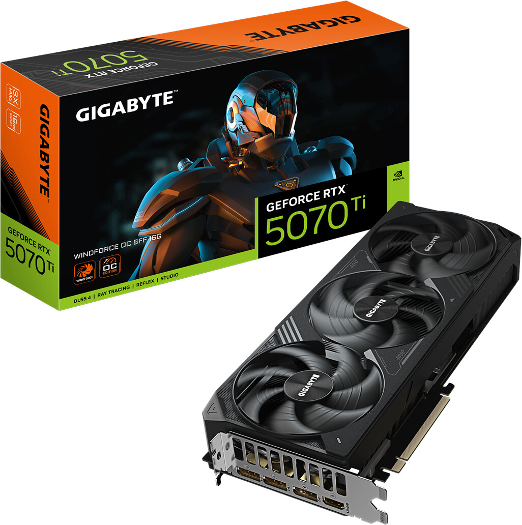 Scheda video GIGABYTE NVIDIA GeForce RTX 5070 Ti WINDFORCE OC SFF 16GB - GV-N507TWF3OC-16GD
